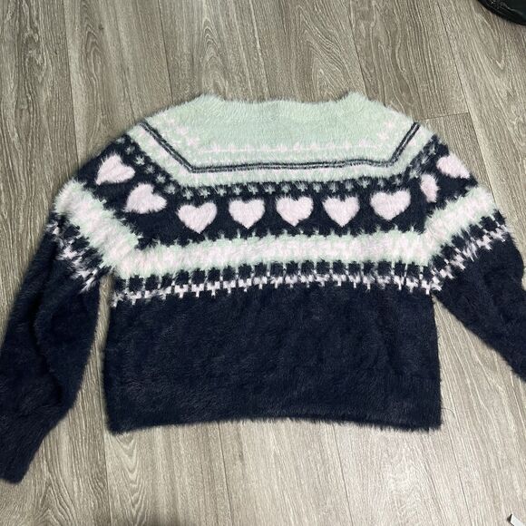 Victoria's Secret Soft Cozy Fuzzy Crop Fair Isle Sweater Shirt Top M 224 - Picture 6 of 6